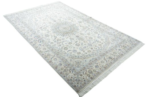 Close-up detail of New Nain rug from Iran / Persia showing Cork weave