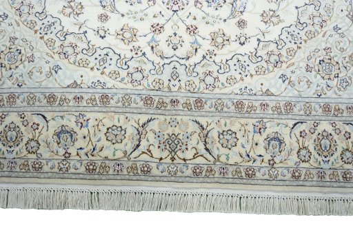 Full view of New Nain rug from Iran / Persia, 240 × 150 cm in Beige tones
