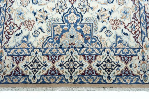 Close-up detail of 2000s Nain rug from Iran / Persia showing Wool weave