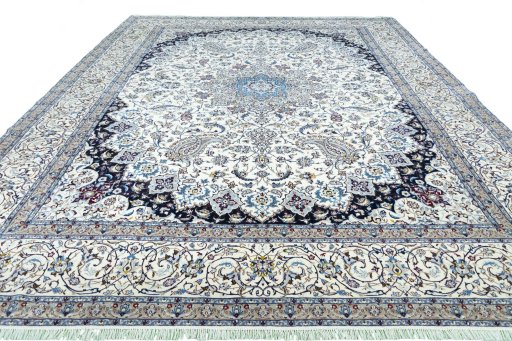 Surface texture of 2000s Nain rug with natural Cork and intricate pattern