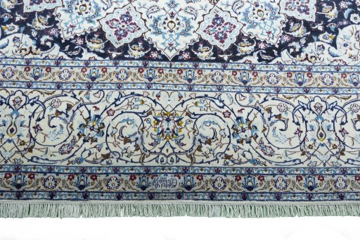 Full view of 2000s Nain rug from Iran / Persia, 435 × 335 cm in Beige tones