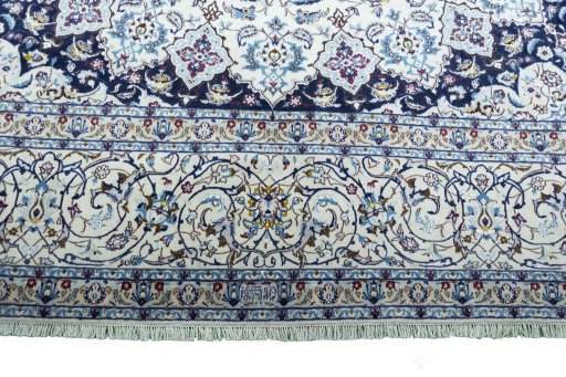 Full view of 2000s Nain rug from Iran / Persia, 440 × 330 cm in Beige tones