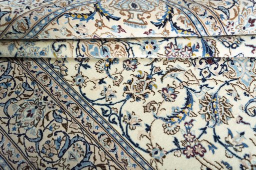 Close-up detail of New Nain rug from Iran / Persia showing Wool weave