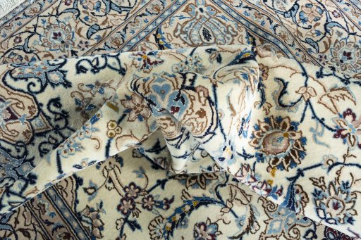 Surface texture of New Nain rug with natural Wool and intricate pattern