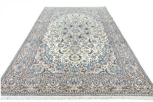 Surface texture of New Nain rug with natural Wool and intricate pattern