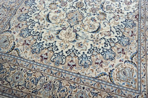 Close-up detail of New Nain rug from Iran / Persia showing Wool weave
