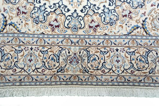 Full view of New Nain rug from Iran / Persia, 311 × 197 cm in Beige tones
