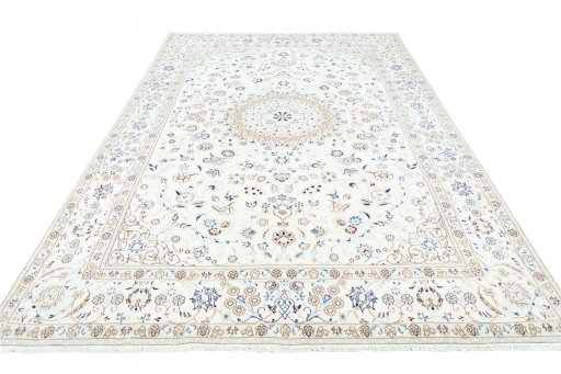Surface texture of New Nain rug with natural Wool and intricate pattern