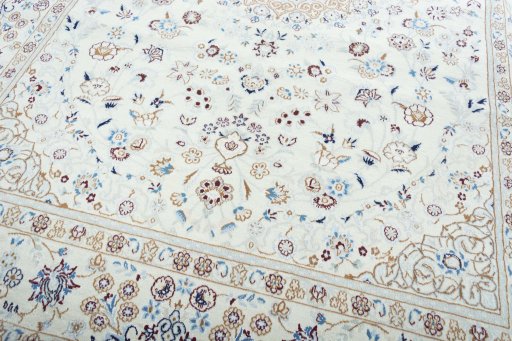 Close-up detail of New Nain rug from Iran / Persia showing Wool weave