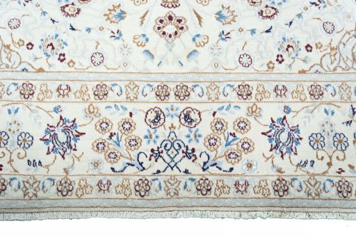 Full view of New Nain rug from Iran / Persia, 303 × 200 cm in Beige tones