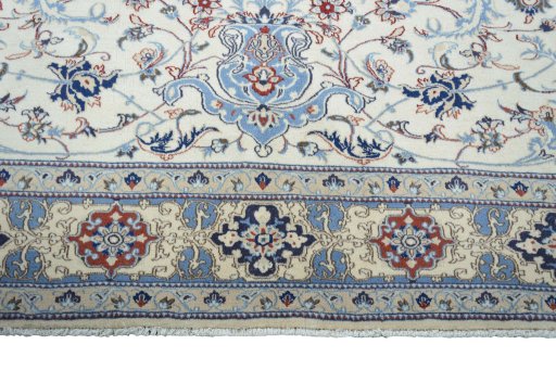 Full view of 2000s Nain rug from Iran / Persia, 292 × 208 cm in Beige tones