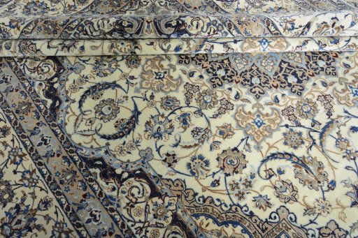 Close-up detail of 2000s Nain rug from Iran / Persia showing Cork weave