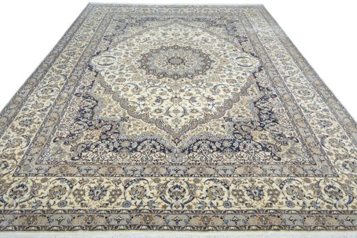 Surface texture of 2000s Nain rug with natural Cork and intricate pattern