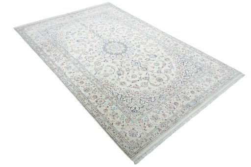 Close-up detail of New Nain rug from Iran / Persia showing Cork weave