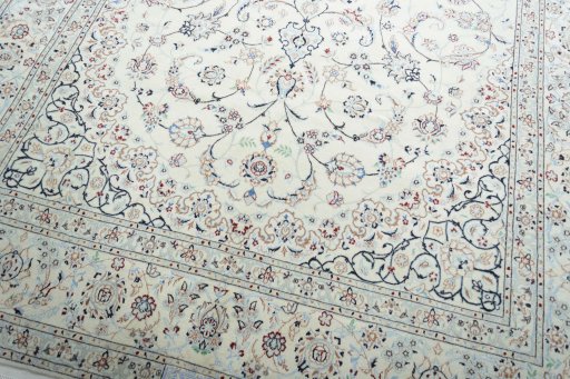 Close-up detail of New Nain rug from Iran / Persia showing Cork weave