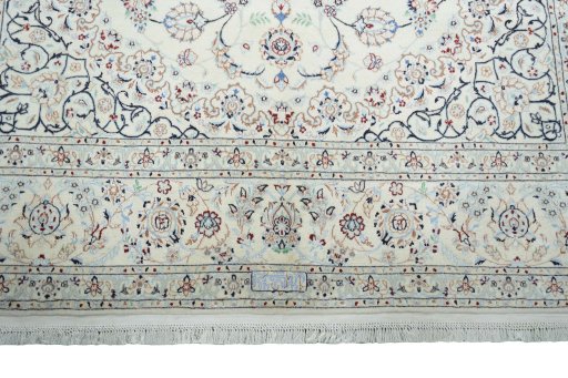 Full view of New Nain rug from Iran / Persia, 308 × 200 cm in Beige tones