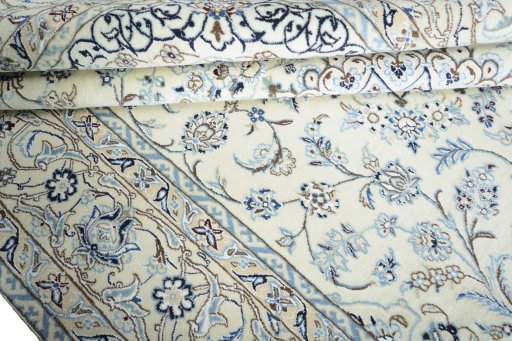 Close-up detail of New Nain rug from Iran / Persia showing Wool weave