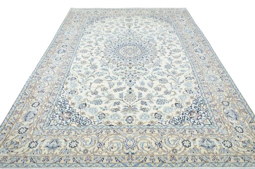 Surface texture of New Nain rug with natural Wool and intricate pattern