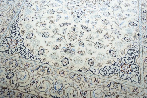 Close-up detail of New Nain rug from Iran / Persia showing Wool weave