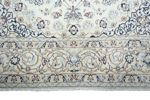Full view of New Nain rug from Iran / Persia, 301 × 200 cm in Beige tones