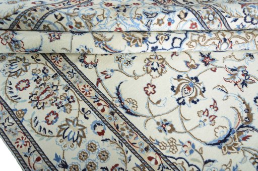 Close-up detail of New Nain rug from Iran / Persia showing Wool weave