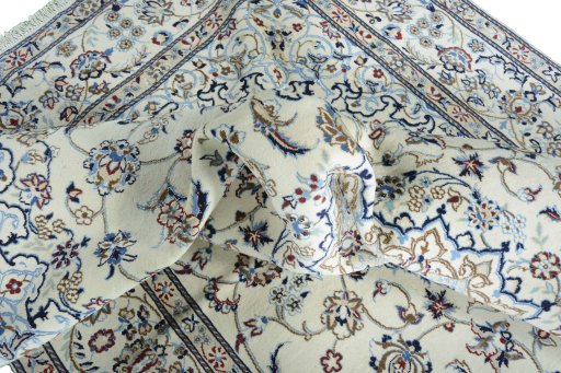 Surface texture of New Nain rug with natural Wool and intricate pattern