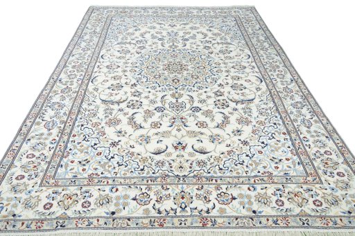 Surface texture of New Nain rug with natural Wool and intricate pattern