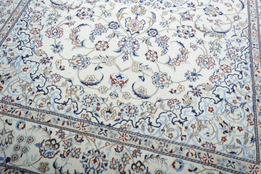 Close-up detail of New Nain rug from Iran / Persia showing Wool weave
