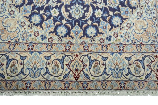 Full view of 2000s Nain rug from Iran / Persia, 270 × 172 cm in Blue tones