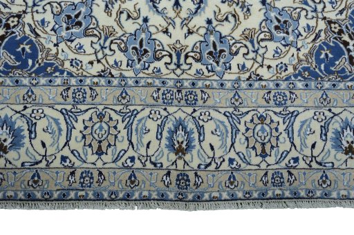 Full view of 2000s Nain rug from Iran / Persia, 290 × 200 cm in Beige tones