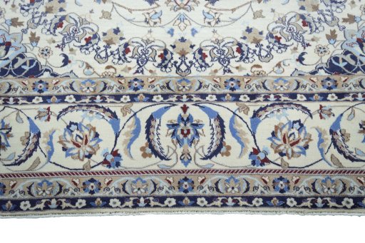 Full view of 2000s Nain rug from Iran / Persia, 349 × 250 cm in Beige tones