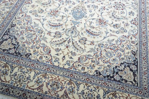 Close-up detail of New Nain rug from Iran / Persia showing Cork weave