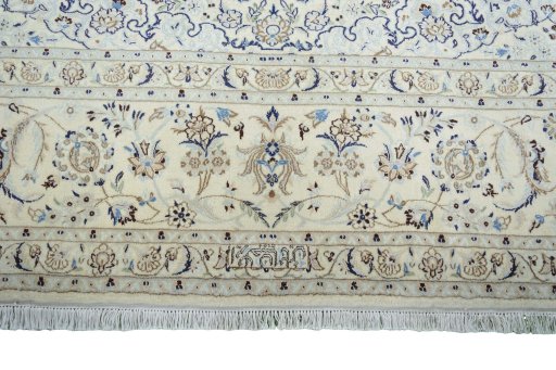 Full view of New Nain rug from Iran / Persia, 400 × 289 cm in Beige tones