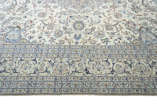 Close-up detail of New Nain rug from Iran / Persia showing Cork weave