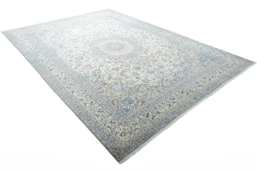 Close-up detail of New Nain rug from Iran / Persia showing Cork weave