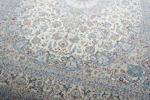 Close-up detail of New Nain rug from Iran / Persia showing Cork weave