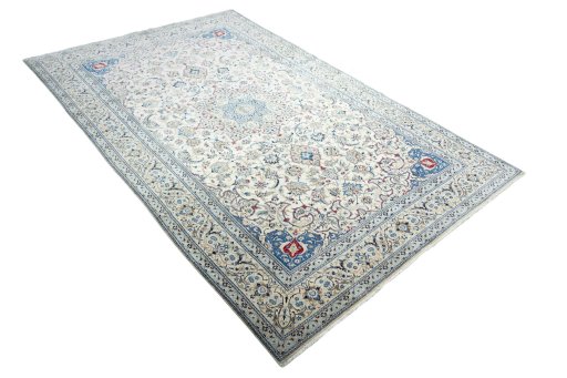 Close-up detail of New Nain rug from Iran / Persia showing Cork weave