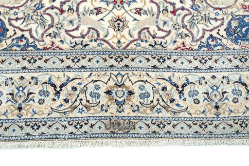 Full view of New Nain rug from Iran / Persia, 321 × 204 cm in Beige tones