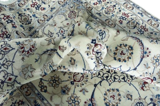 Surface texture of New Nain rug with natural Wool and intricate pattern