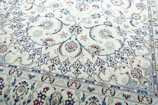 Close-up detail of New Nain rug from Iran / Persia showing Wool weave