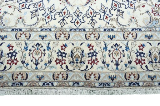 Full view of New Nain rug from Iran / Persia, 302 × 205 cm in Beige tones