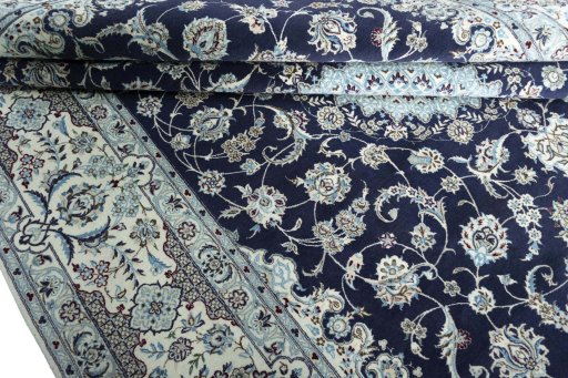 Close-up detail of New Nain rug from Iran / Persia showing Cork weave
