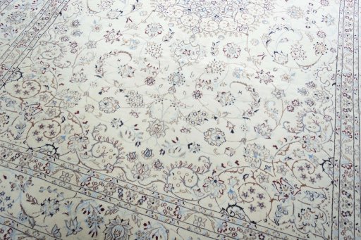 Close-up detail of New Nain rug from Iran / Persia showing Wool weave