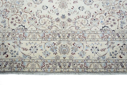 Full view of New Nain rug from Iran / Persia, 337 × 246 cm in Beige tones