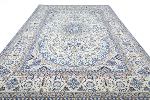 Surface texture of New Nain rug with natural Wool and intricate pattern