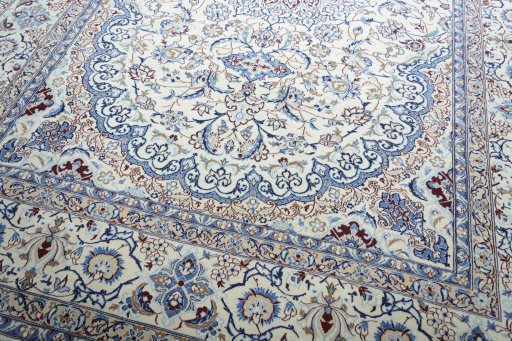 Close-up detail of New Nain rug from Iran / Persia showing Wool weave