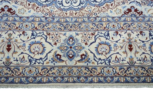 Full view of New Nain rug from Iran / Persia, 359 × 252 cm in Beige tones