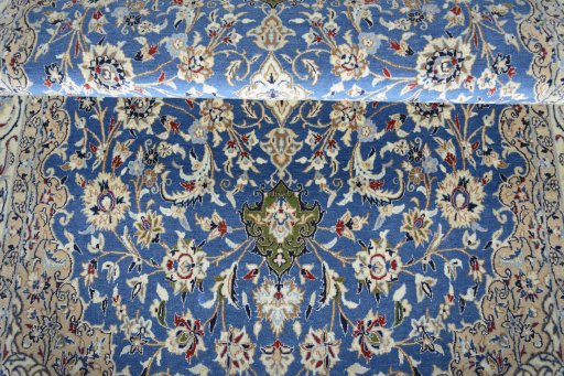 Close-up detail of New Nain rug from Iran / Persia showing Cork weave