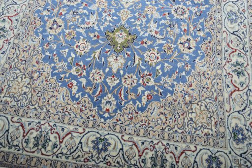Close-up detail of New Nain rug from Iran / Persia showing Cork weave