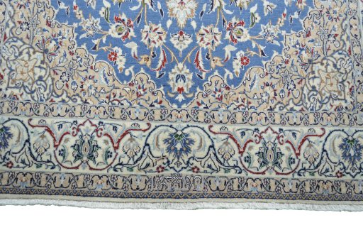 Full view of New Nain rug from Iran / Persia, 201 × 120 cm in Blue tones